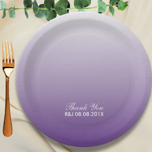 modern romantic summer lilac ombre purple wedding paper plate