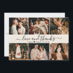 Modern Romantic Typography Ivory Photo Collage Thank You Card<br><div class="desc">Elegant, Modern Style „Love and Thanks” Script 6 Photo Collage Ivory Wedding Thank You Card. Pretty wedding thank you card template featuring six (6) photo on the front and one (1) photo on the back side. With the text „Love and Thanks” script in a swirly hand lettered Typography swash-tail font...</div>