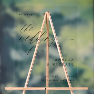 Modern Romantic Wedding Black Welcome Acrylic Sign