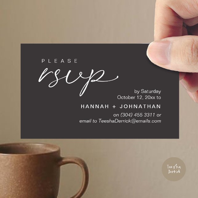 Modern Romantic Wedding Invites RSVP Reminder Card (Modern Romantic Wedding Invites RSVP Reminder Card in Charcoal Grey)