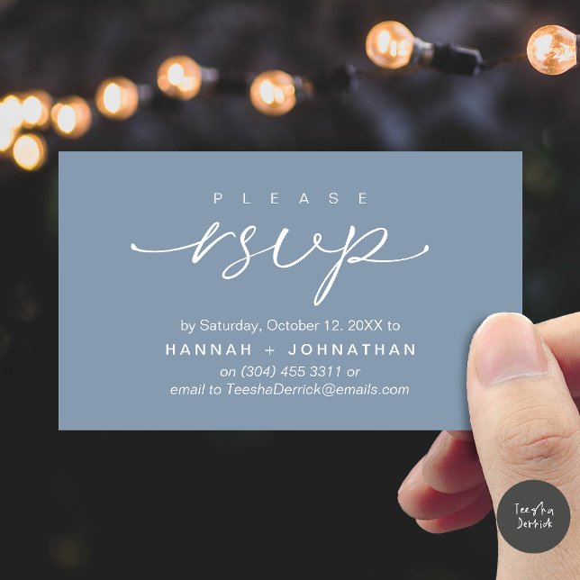 Modern Romantic Wedding Invites RSVP Reminder Card (Modern Romantic Wedding Invitation Invites RSVP Reminder Card Dusty Blue)