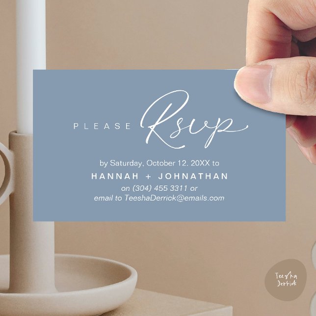 Modern Romantic Wedding Invites RSVP Reminder Card (Modern Romantic Wedding Invitation Invites RSVP Reminder Card Dusty Blue)
