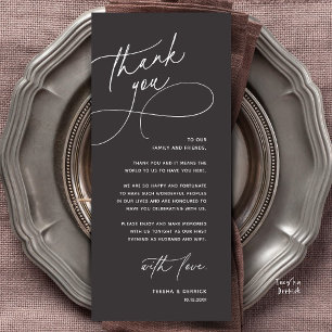 Modern Romantic Wedding Reception Thank You Card