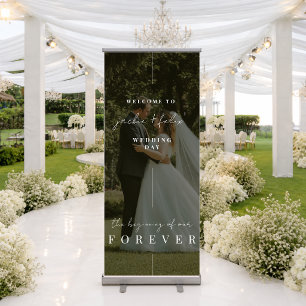 Modern Romantic Wedding Welcome Retractable Banner