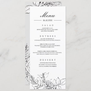 Modern Romantic Wildflower Wedding Menu Program Invitation