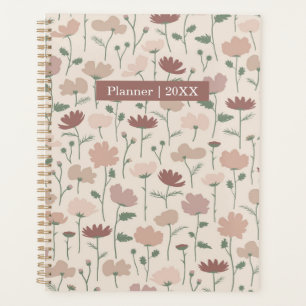 Modern romantic Wildflowers soft blush pink Planner