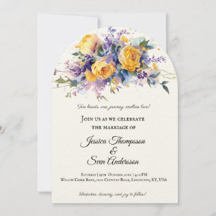 Modern Romantic Yellow Rose Bloom Wedding Invitation