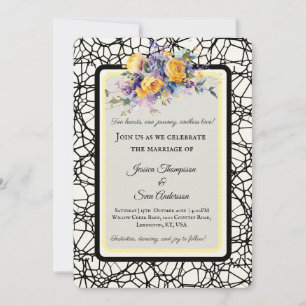 Modern Romantic Yellow Rose Bloom Wedding Invitation