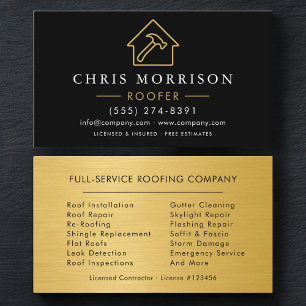 Modern Roofing Professional Roofer Business Card