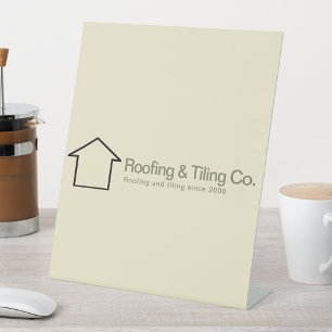 Modern Roofing Tiles Company Logo  Pedestal Sign