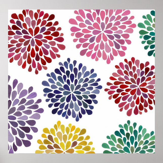 Modern Room Art Flower Blossom Splash Wall Poster (Front)