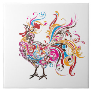 Modern rooster Country decor Tile