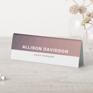 Modern Rose Business Employee Name Table Tent Sign