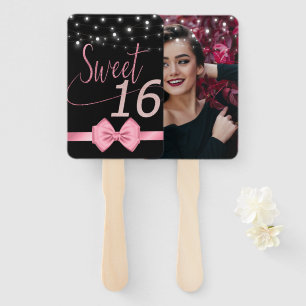 Modern  rose elegant chic sweet 16 hand f hand fan