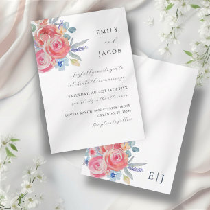 Modern Rose Floral Watercolor Wedding Invitation