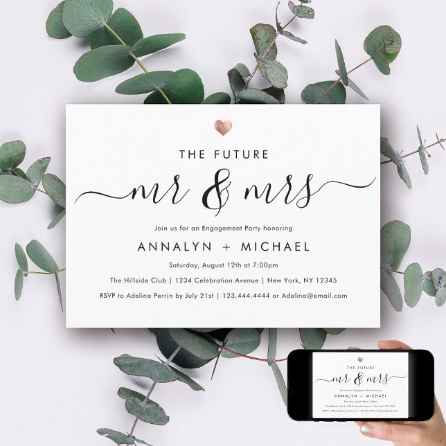 Modern Rose Future Mr and Mrs Engagement Party Invitation (Creator Uploaded)
