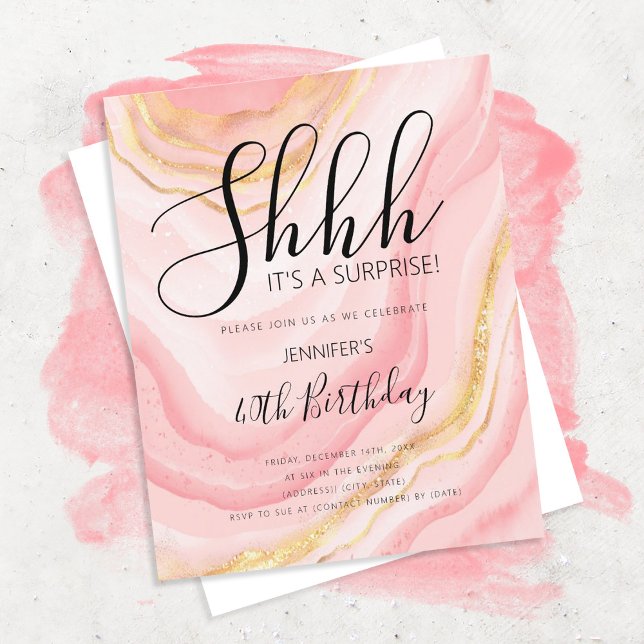 Modern Rose Gold 40th Birthday Watercolor Glitter (Creator Uploaded)
