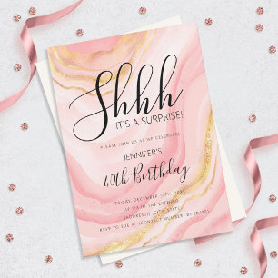 Modern Rose Gold 40th Birthday Watercolor Glitter Invitation