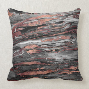 Modern rose gold abstract marbleised paint cushion