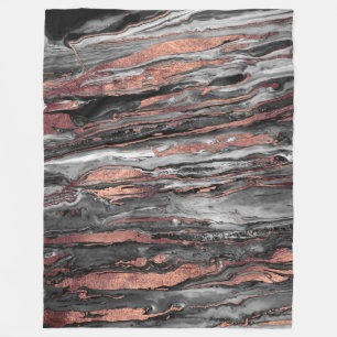 Modern rose gold abstract marbleised paint fleece blanket