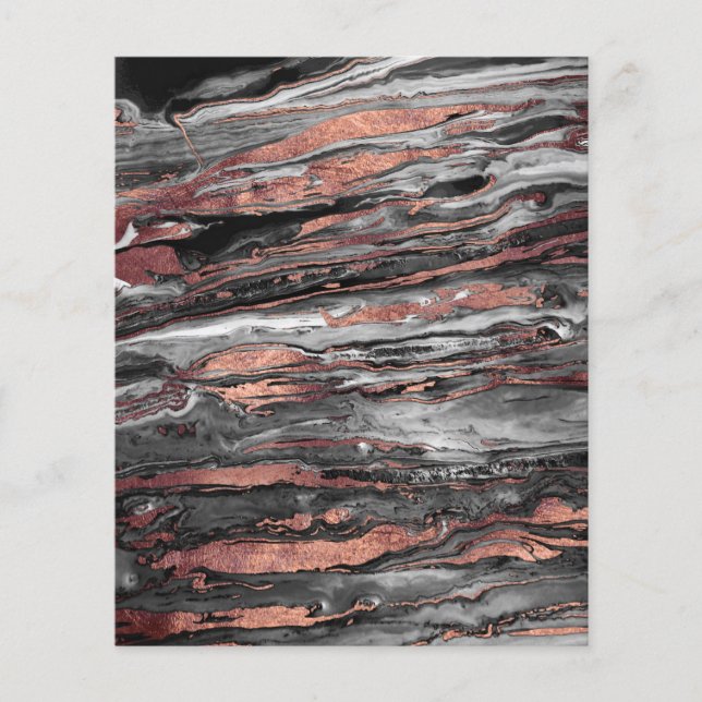 Modern rose gold abstract marbleised paint flyer (Front)