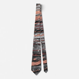Modern rose gold abstract marbleised paint tie
