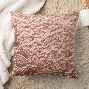 Modern Rose Gold Abstract Metallic Texture Cushion