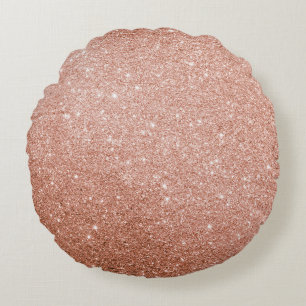 Modern Rose Gold Abstract Metallic Texture Round Cushion