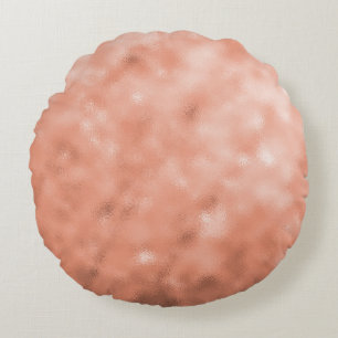 Modern Rose Gold Abstract Metallic Texture Round Cushion