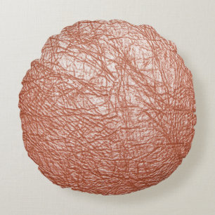 Modern Rose Gold Abstract Metallic Texture Round Cushion