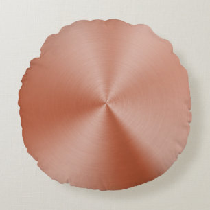 Modern Rose Gold Abstract Metallic Texture Round Cushion