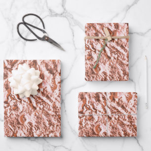 Modern Rose Gold Abstract Metallic Texture Wrapping Paper Sheet
