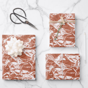Modern Rose Gold Abstract Metallic Texture Wrapping Paper Sheet