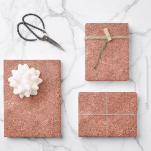 Modern Rose Gold Abstract Metallic Texture Wrapping Paper Sheet