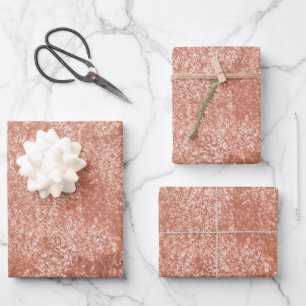 Modern Rose Gold Abstract Metallic Texture Wrapping Paper Sheet