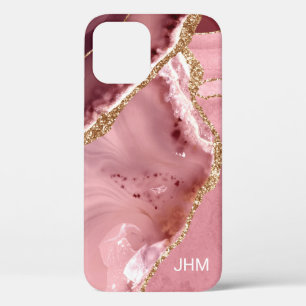 Modern Rose Gold Agate iPhone 12 Pro Case