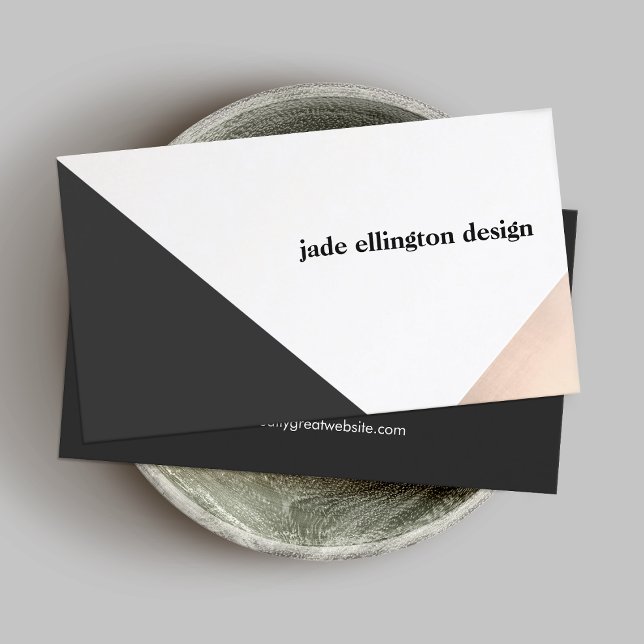 Modern Rose Gold and Black Abstract Geometric Business Card (Creator Uploaded)