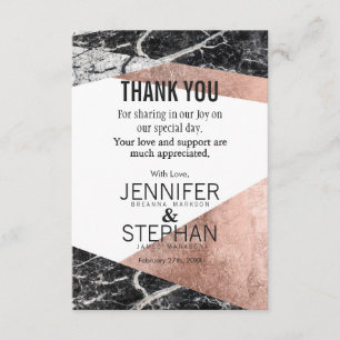 Modern Rose Gold and Marble Thank You Cards