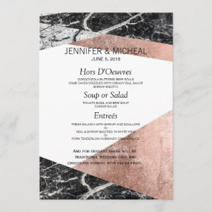 Modern Rose Gold and Marble Wedding Menu