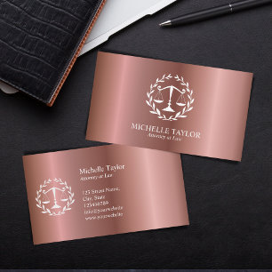 Modern Rose Gold Attorney Lawyer Office Business Card
