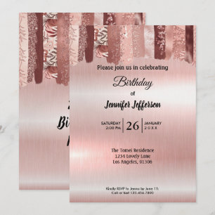 Modern rose gold Birthday invitation