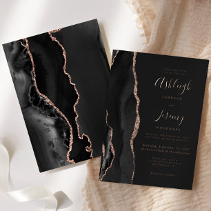 Modern Rose Gold Black Agate Dark Wedding