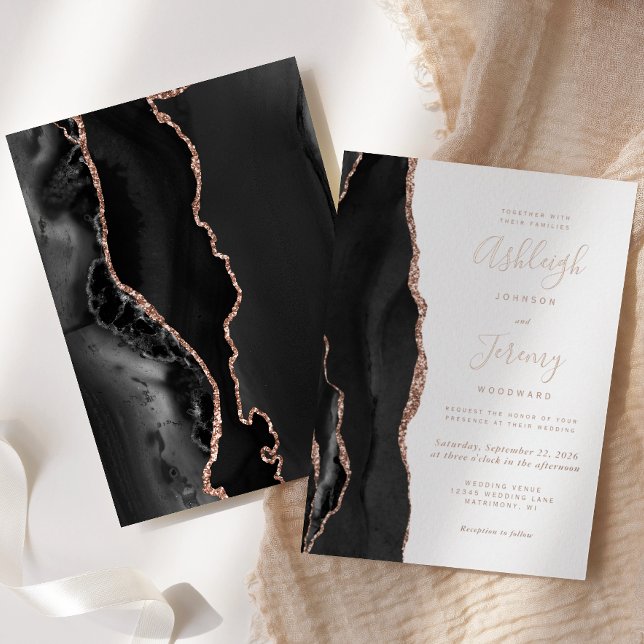 Modern Rose Gold Black Agate Wedding (Creator Uploaded)