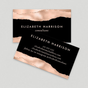 Modern Rose Gold  Black Business Card