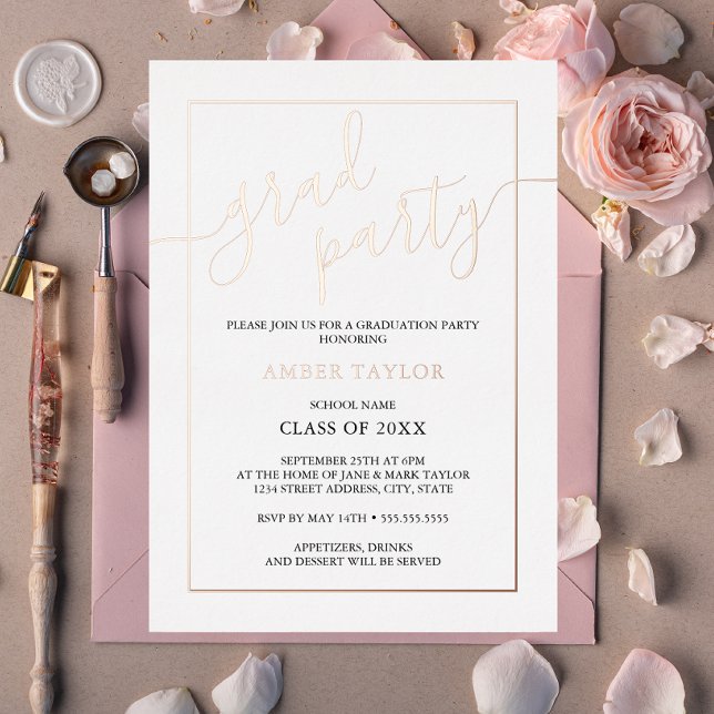 Modern Rose Gold Black Graduation Party  (Creator Uploaded)