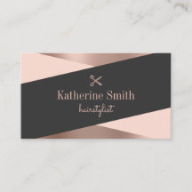 Modern rose gold & black scissors hairstylist