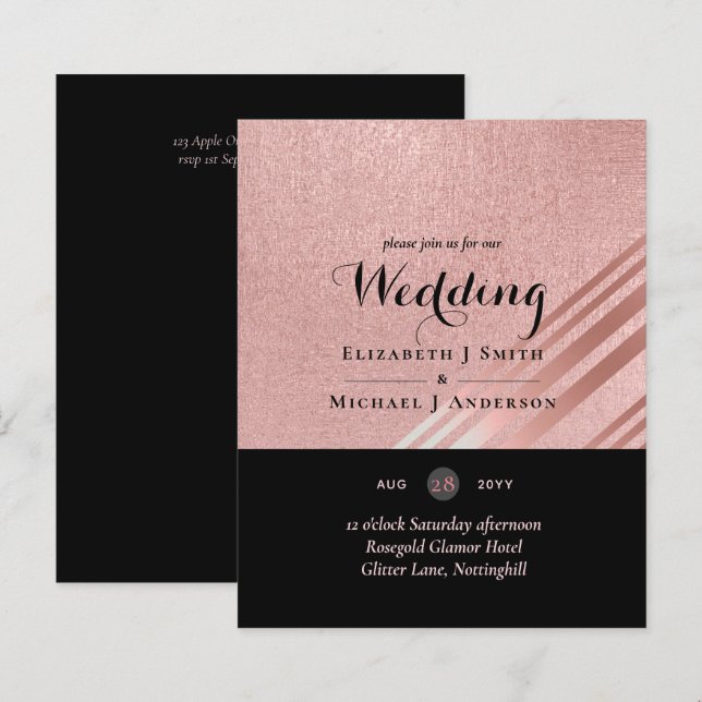 Modern Rose Gold Black Wedding (Front/Back)