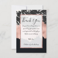 Modern Rose Gold Black White Marble Brushstrokes