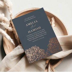 Modern Rose Gold & Blue Floral Wedding
