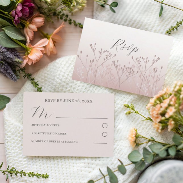 Modern Rose Gold Botanical Wedding RSVP Card (Creator Uploaded)